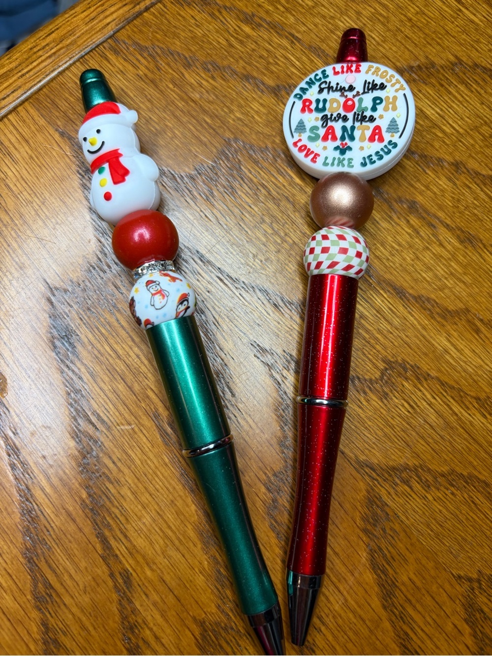 Holiday Snowman and Rudolph Decorative Pens - Red & Green